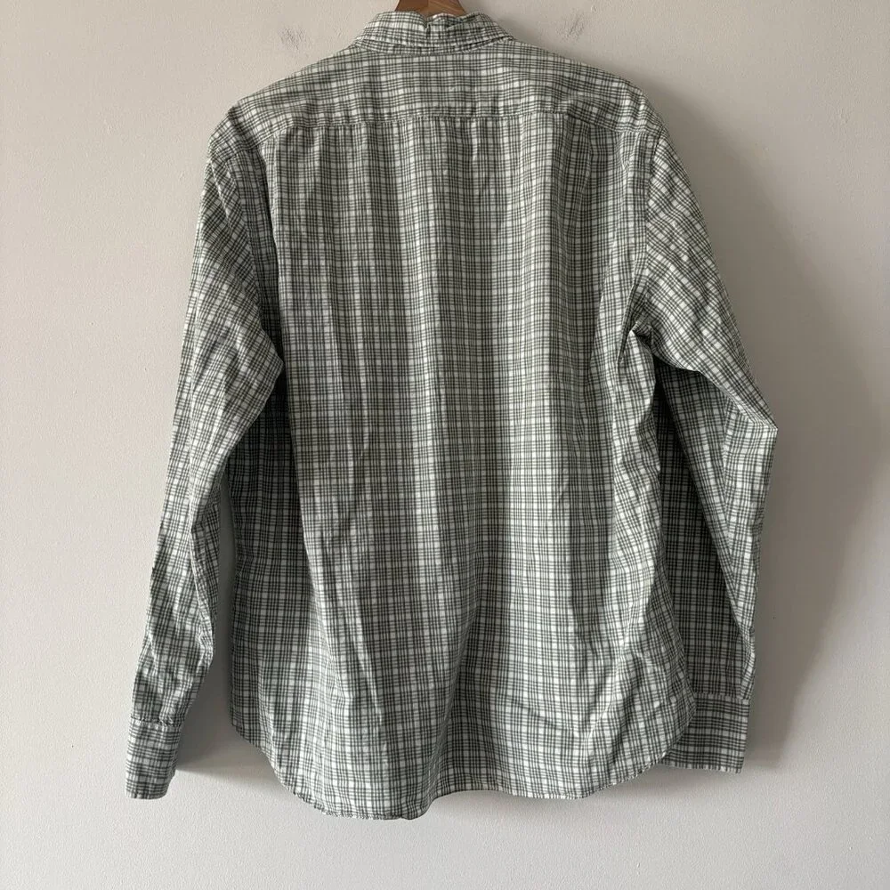 J.Crew Slim Untucked Flex Washed‎ Plaid Shirt Mens Large Preppy Office Business